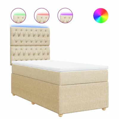 Produktbild von Boxspringbett mit Matratze Creme 100x200 cm Stoff