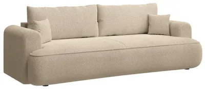 Produktbild von Selsey Ovo - 3-Sitzer Schlafsofa mit Bettkasten, Chenille-Bezug in Hellbeige, 250 cm
