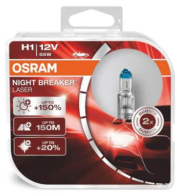 Image de OSRAM NIGHT BREAKER LASER H1 P14.5s 12 V/55 W (boîte de 2)