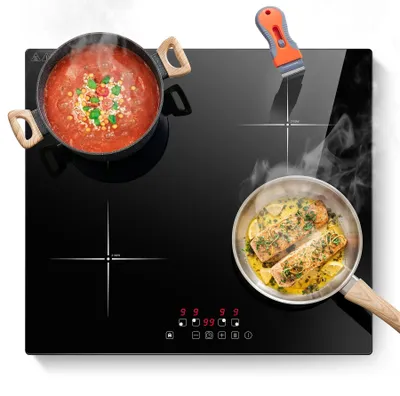 Obrázek produktu pro Indukční varná deska 60 cm – vestavná varná deska – 4 varné zóny 7000 W – funkce Boost – časovač a dotykové ovládání – dětská pojistka – sklokeramika – 220–240 V, zástrčka EU, CE