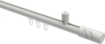 Produktbild von Interdeco Innenlaufstange / Gardinenstange mit Innenlauf Weiß, Typ Sonius Zoena (Glitzerzylinder) Deckenmontage, 20 mm Ø 1-läufig, 100 cm