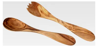 Produktbild von Salatbesteck aus Olivenholz, 2-teilig, 20 cm