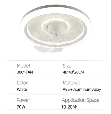 Obrázek produktu pro Stropní ventilátor, 360° otáčení, dálkové ovládání, BÍLÝ