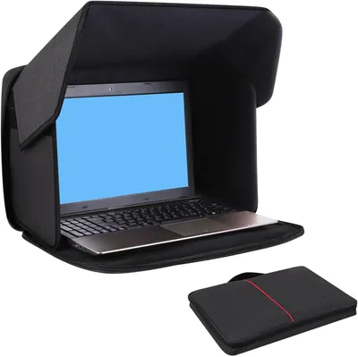 Produktbild von Laptop Sonnenschutz 16 Zoll - Outdoor Laptop Sichtschutz - Faltbare Sonnenschutzhülle für Notebook - Entspiegelte - für Arbeiten im Freien - Schwarz