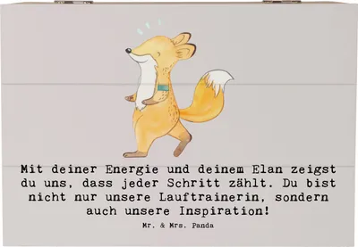 Produktbild von Mr. & Mrs. Panda holzkästchen Lauftrainerin Inspiration 22 x 15 cm - Grau Pastell - Geschenk, fotobox, Danksagung Trainerin, Leidenschaft, Schatzkiste, Gesundheit, Kiste