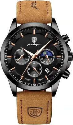 Produktbild von Herren Chronograph Quarzuhr mit Lederarmband, Leuchtzeiger, Datumsanzeige, 30M Wasserdicht, Business Sport Armbanduhr Elegant
