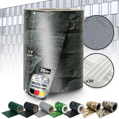 Zdjęcie produktu dla Paski ochronne z PVC do mat z pojedynczym i podwójnym prętem, w tym 20 klipsów mocujących, łupek 19 cm x 35 m