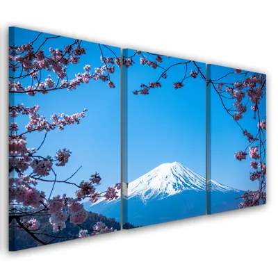Produktbild von Triptychon auf leinwand blaue landschaften 120x80 cm Feeby blau wandbild bereit zum aufhängen