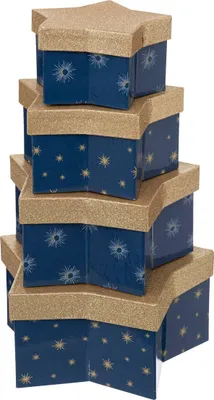 Produktbild von 4 schachteln stern, blau-gold - Feeric Lights & Christmas