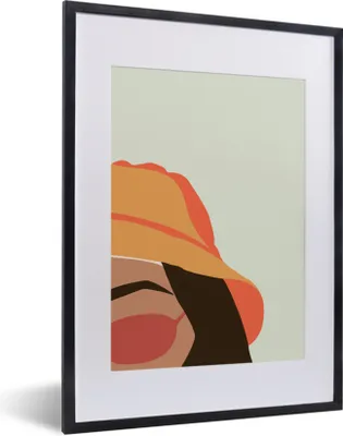Produktbild von MuchoWow® MuchoWow® Gerahmtes Poster Frauen - Sonnenbrille - Hut 30x40 cm - Poster mit zchwarzem Bilderrahmen - Wandposter Schlafzimmer