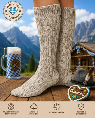 Produktbild von Trachten Damen und Herren Trachtenstrümpfe Trachtensocken Gr. 41 Warme Socken Strümpfe Kniebundstrümpfe