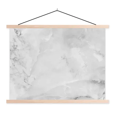 Produktbild von MuchoWow® Textilposter Marmor - Stein - Weiß - Grau - Marmoroptik 120x90 cm mit holzfarbenen Rahmen - Magnetisch