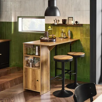 Produktbild von SoBuy FWT98-PF Barový stůl Jídelní stůl s rozkládací pracovní deskou Jídelní stůl na balkon Kuchyňský stůl Bistro stůl Barový pult Průmyslový design WHT cca: 120x95x(45+18) cm