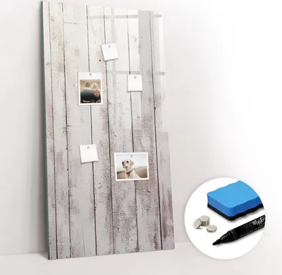 Produktbild von Magnetpinnwand Memoboard - Zubehörsatz - Schwarzer Marker + Schwamm + Magnete - 60 x 120 cm - Holzbretter