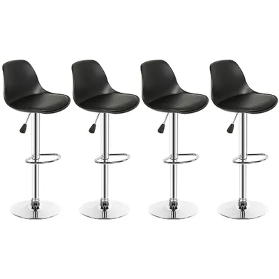 Produktbild von 4er Set Barhocker Barstuhl Bistrohocker aus Kunstleder höhenverstellbar drehbar Schwarz