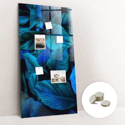 Obrázok produktu pre Magnetická tabuľa na stenu - Memo Tabuľa Sklenená - vrátane 5 magnetov - 60x120 cm - Exotické listy