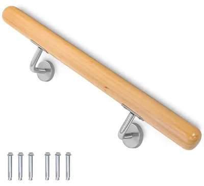 Zdjęcie produktu dla Poręcz schodowa z buku – elegancka poręcz ścienna, 50 cm