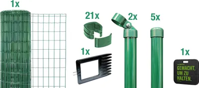 Produktbild von Alberts Fix-Clip Pro Gartenzaun, Höhe 122 cm, Länge 10 m, Zaun-Komplettset zum Einbetonieren, grün