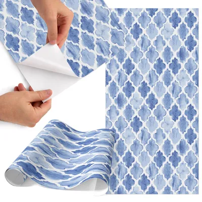 Zdjęcie produktu dla Folia do mebli 75 x 150 cm – folia samoprzylepna do mebli – folia samoprzylepna – folia do mebli – folia do mebli kuchennych – folia samoprzylepna do kuchni – folia do szafek – wodoodporna – zmywalna – samoprzylepna – bez pęcherzyków powietrza – usuwalna bez śladów – mozaika akwarelowa