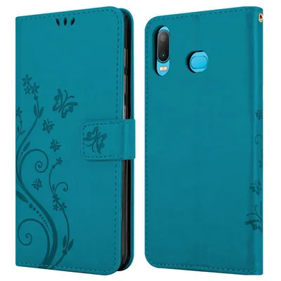 Immagine prodotto di Cadorabo cover per Samsung Galaxy A6s cover protettiva in blu cover protettiva cover per telefono cellulare cover fiori custodia fiore