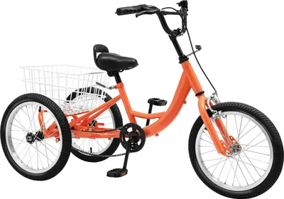 Zdjęcie produktu dla Rower trójkołowy dla dzieci 40 cm – rower trójkołowy – jednobiegowy – regulowane siodełko – nośność 50 kg – koszyk z tyłu – rama ze stali węglowej – jasnopomarańczowy