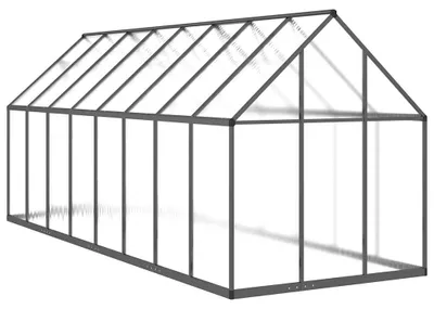 Productafbeelding van vidaXL Kas met funderingsframe, antraciet, 445x169x195 cm, aluminium
