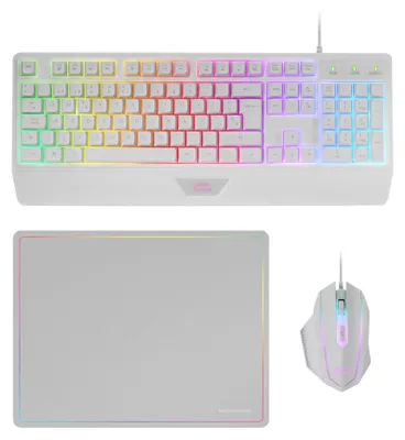 Produktbild von Mars Gaming MCP124W, Kabelgebunden, USB, Membran Key Switch, QWERTY, RGB-LED, Weiß