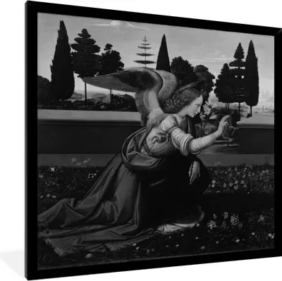 Produktbild von MuchoWow® MuchoWow® Gerahmtes Poster Die Verkündigung von Leonardo - Leonardo da Vinci 40x40 cm - Poster mit zchwarzem Bilderrahmen - Mit Rahmen - Wanddekoration Schlafzimmer