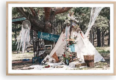 Produktbild von Gerahmtes Poster - Rahmen in heller Eiche - Jungvermählten Liebe Landschaft - 91,5x61 cm - Wand Bild - Wanddeko - Wandbilder - Kunstposter - Wandposter - Bilderrahmen - Bilder - P2NAA91x61-4642