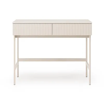 Produktbild von BEAUTYSOFA | Schminktisch SOFT Kaschmir 100cm, Schminktisch mit 2 Schubladen und geriffelten Fronten, Push-to-Open-System