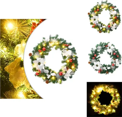 Produktbild von vidaXL Weihnachtskranz mit LED-Leuchten Grün 60 cm PVC -  Weihnachtsbeleuchtung