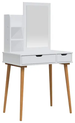Image de Ensemble de table de maquillage FAUSKE, 3 pièces, blanc, 76 x 50 x 143 cm
