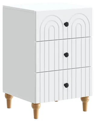Zdjęcie produktu dla Szafka nocna z szufladami vidaXL, biała, 43 x 41 x 66,5 cm, materiał drewnopochodny