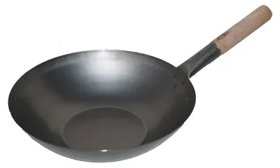 Produktbild von Wok Pfanne 31 cm Ø flacher Boden (Gas) Wokpfanne Gastronomie Kohlenstoffstahl , AAF Nommel®