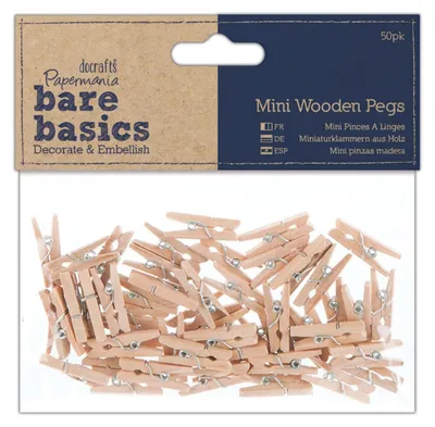 Mini-Holzklammern natur, 50 Stück, für Basteln & Dekoration