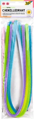 Chenilledraht 10 Stück, 8 mm Ø, 50 cm, Pastellfarben