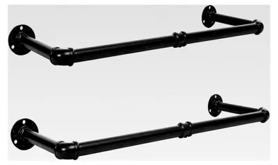 Produktbild von Industrierohr Kleiderstangen 2er Set, 80 cm Garderobenstangen zur Wandmontage, Abnehmbare Kleiderständer, Platzsparend für Flur, Wohnzimmer, Schlafzimmer