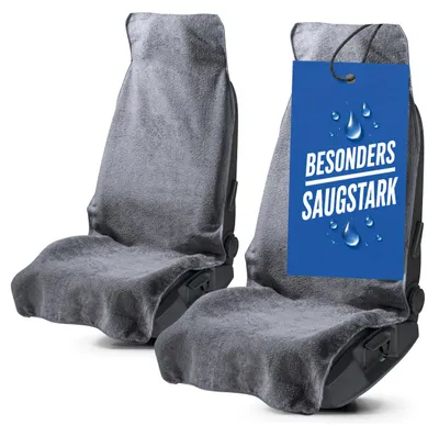 Produktbild von WALSER Auto Sitzauflage Vordersitz aus Frottee, 2er Set Sitzaufleger, waschbarer Sitzschoner Auto, Universal Auto-Sitzauflage, Autositz-Überwurf, Schonbezug Autositz vorne 2 Stück grau