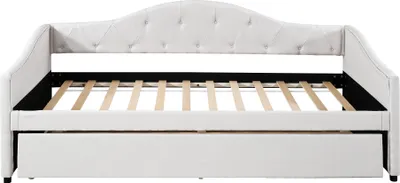 Produktbild von Schlafsofa mit Bettfunktion, Lattenrost und Gästebett, 90x200 cm, Einzelbett, Polsterbett, Leinen