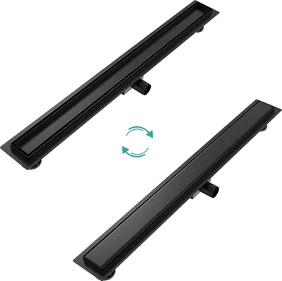 Produktbild von EMKE Duschrinne Edelstahl 90cm Mattschwarz Bodenablauf Siphon mit Geruchsstop Duschablauf sehr flach Randablauf
