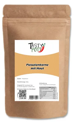 Produktbild von Tasty Pott Pistazienkerne, mit Haut - ohne Schale - im Beutel