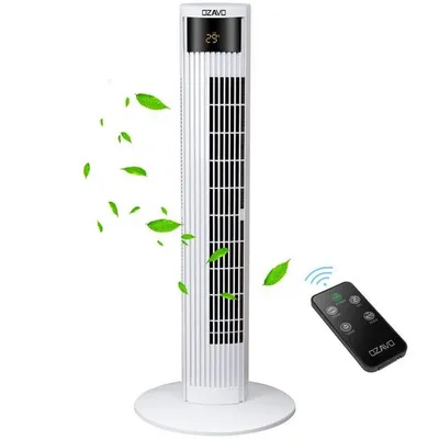 Produktbild von OZAVO OZ1618 Turmventilator, Energiesparend Standventilator mit Fernbedienung, 95,5cm Ventilator, mit LED-Anzeige, 3 Einstellbare Geschwindigkeitsstufen, 3 Lüftungs Modi Timer mobiler Lüfter