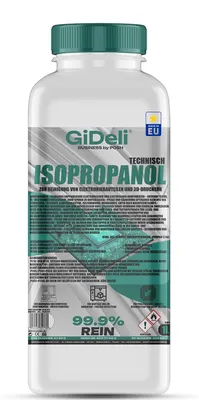 Produktbild von Isopropanol 1L Technisch 99,9% IPA Reiniger & Entfetter für Industrie GiDeli