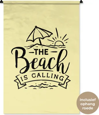 Produktbild von MuchoWow® Wandteppich Wandbehang Sommer - Strand - Sonnenschirm - Sprichwörter 90x135 cm Tapisserie Dekoration Wandtuch - Baumwolle - Wandskulptur