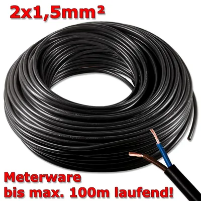 Produktbild von 2-Adriges Kabel 2x1,5mm² Blau/Braun, Rund (Meterware)