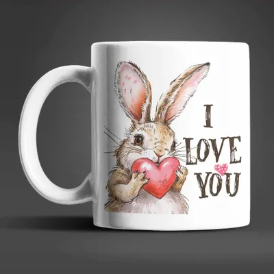 Produktbild von Hase Bunny I Love You Valentinstag Kaffeetasse Teetasse Tasse Geschenkidee