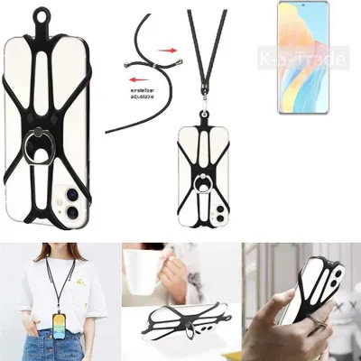 Produktbild von K-S-Trade 3in1 Handykette Handyband Handykordel Halsband Smartphone-Ring Handy-Ring kompatibel mit Oppo Reno 8T 4G Fingerhalterung Handyring