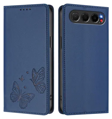Produktbild von Lederhülle für ZTE nubia Air, Schmetterling Prägung Leder Brieftasche Schutzhülle mit Ständer Dunkelblau