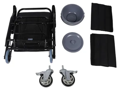Produktbild von Toilettenstuhl mit Rädern, dick gepolstert, faltbar, mit Eimer für Zuhause, für Senioren