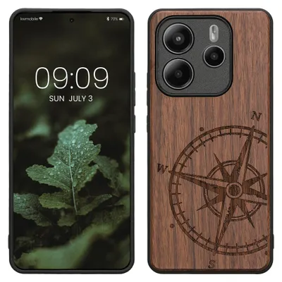 Produktbild von kwmobile Handyhülle für Xiaomi Redmi Note 14 5G (Nicht für 4G) Hülle Holz - Case mit TPU Bumper - Stoßfestes Hardcase - Schutzhülle Cover in
